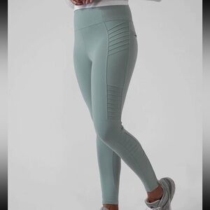 Athleta Mint/Sage Delancey Moto Tights Leggings Athleisure Fashion Adult XS NWT